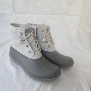 Sperry Women's Gray and Cream Duck Boots